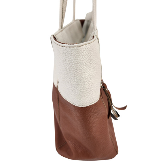 Stone Mountain Leather Purse 11x11x4 Nutmeg Brown White Pebbled Shoulder Bag - Picture 5 of 16